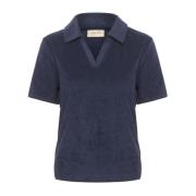 Marineblå Terry Cloth Bluse Topp