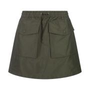 Grønn Taffeta Twill Mini Skjørt