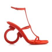 Røde Lær Sandaler Elegant Stil