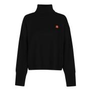 Svart Boxy Crest Turtle Neck Sweater