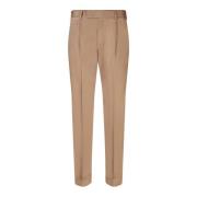 Beige Bomull Straight Leg Bukser