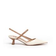 Beige skinn slingback sandaler