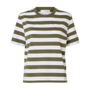 Stripete Boxy Tee - Olivine Bright White