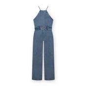 Flowy Denim Jumpsuit med Avtagbart Belte