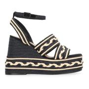 Raffia Platform Sandaler med Ankelstropp