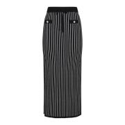 Svart Jacquard Pinstripe Skjørt