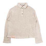 Oversized Polo Strikket Topp med Logo Patch