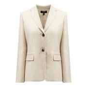 Beige Lin Blazer med Lommer