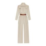Beige Overall Wide Leg Made in Italy