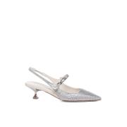 Sølv Rhinestone Slingback Hæler