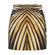 Golden Silk Mini Skirt Ray Of Gold Print