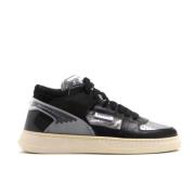 Svart Skinn Mid-Top Sneakers