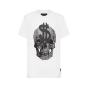 Skull Print Bomull Jersey T-skjorte