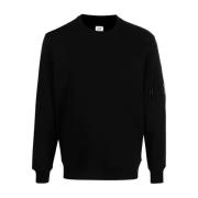 Svart Diagonal Raised Fleece Sweatshirt