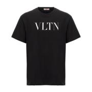 Svart Vltn Print Crew Neck T-skjorte