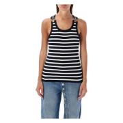 Stripete Tank Top Svart Hvit