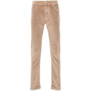 Beige Corduroy Brodert Logo Jeans