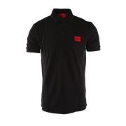 Slim Fit Svart Bomull Polo Skjorte