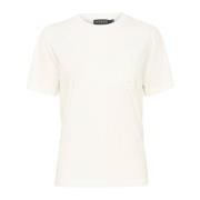 Hvit Brodert Tee Top