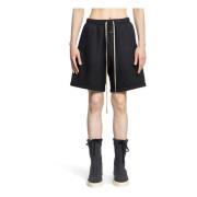 Sort Bomullsfleece Drop Crotch Shorts