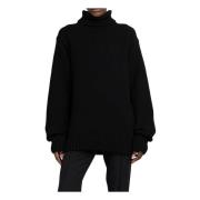 Svart Ull Turtleneck Pullover