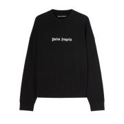 Svart Logo-Print Crew-Neck Sweatshirt