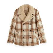 Teddy Foret Peacoat, Offwhite Camel Check