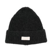 Grå Ull Logo Patch Beanie Lue