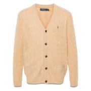 Beige V-Neck Sweater med Lommer