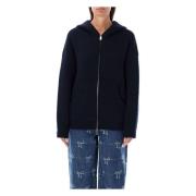 Navy Strikket Hettegenser Aw24