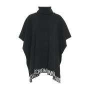 Sort Strikket Poncho Aw24