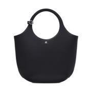 Svart Skinn Tote Bag