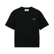 Svart Logo Crewneck T-skjorte 100% Bomull