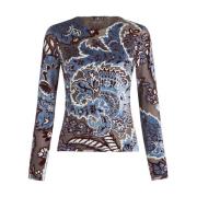 Blå Blomster Paisley Velvet Top