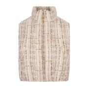 Hvit Tweed Kort Vest