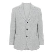 Grå Ull-Kasjmir Blazer Herringbone Mønster