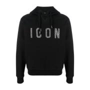 Studded Svart Bomull Hoodie