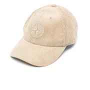 Ribbet Beige Lue med Logo Broderi