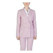 Rosa V-Hals Blazer med Knappelukking