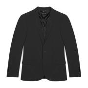 Svart Button-Front Lapel Blazer