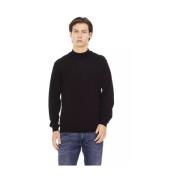 Elegant svart turtleneck-genser med monogram