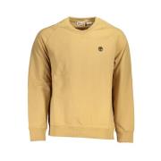 Beige Sweatshirt med Brodert Rund Hals