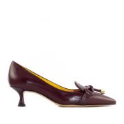 Bordeaux Skinn Bow Detalj Pumps