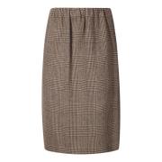 Tweed Midi Skjørt med Lommer