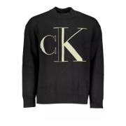 Klassisk Svart Bomull Crew Neck Skjorte