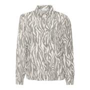 Svart Zebra Grafisk Bluse