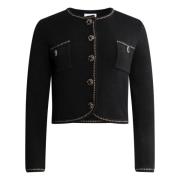 Gull Trim Strikket Cardigan Noir