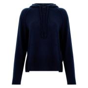 Navy Blue Cashmere Hooded Sweater