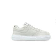 Hvite skinn sneakers med logo print