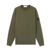 Ribbet Crewneck Børstet Bomull Fleece Genser